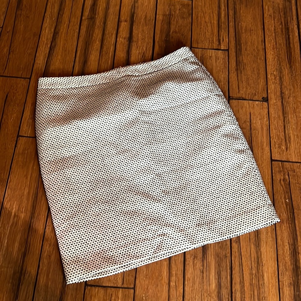 Loft Cream and Black Stitched Pencil Skirt